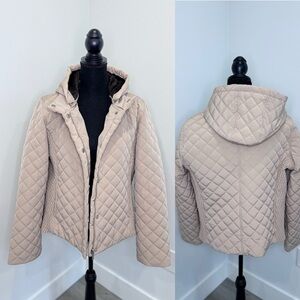 Calvin Klein Beige Quilted Women’s Detachable Hood Jacket (L)